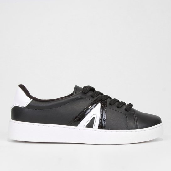 Tênis Vizzano Casual Cano Baixo Feminino - Preto+Branco