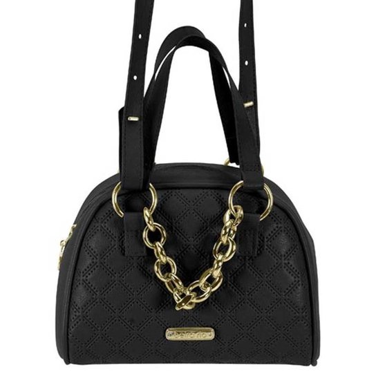 Bolsa Feminina Tiracolo Preto Dourado Beira Rio 80011.1 - Preto
