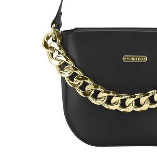 Bolsa Feminina Tiracolo Preto Dourado Beira Rio 80015.1 - Preto