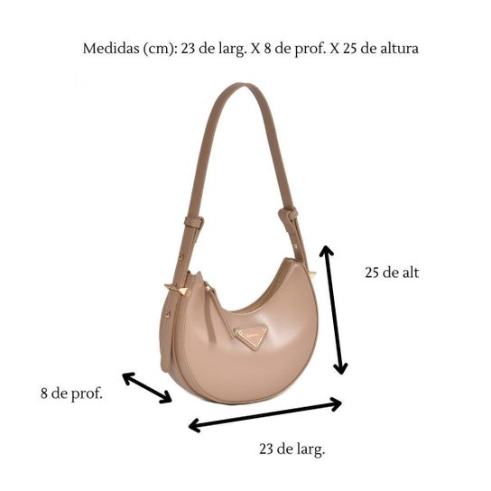 Bolsa de Ombro Arredondada Via Marte Meia Lua com Alça Ajustável B1-128 - Bege