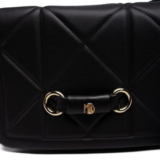Bolsa Feminina Modare Transversal em Detalhes Geométricos Bege - Preto